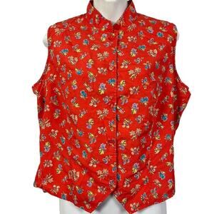 On The Verge Vintage 90s Farm Girl Floral Country Vest Top Button Up USA Made 14